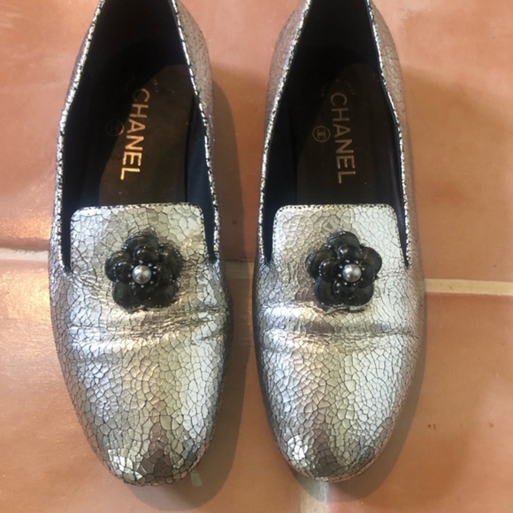 Taking offers! Chanel metallic loafers size 37